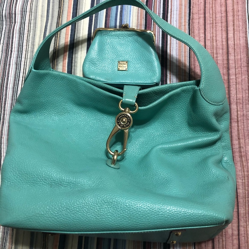 Dooney & Bourke Pebble Leather Logo Lock Hobo Bag